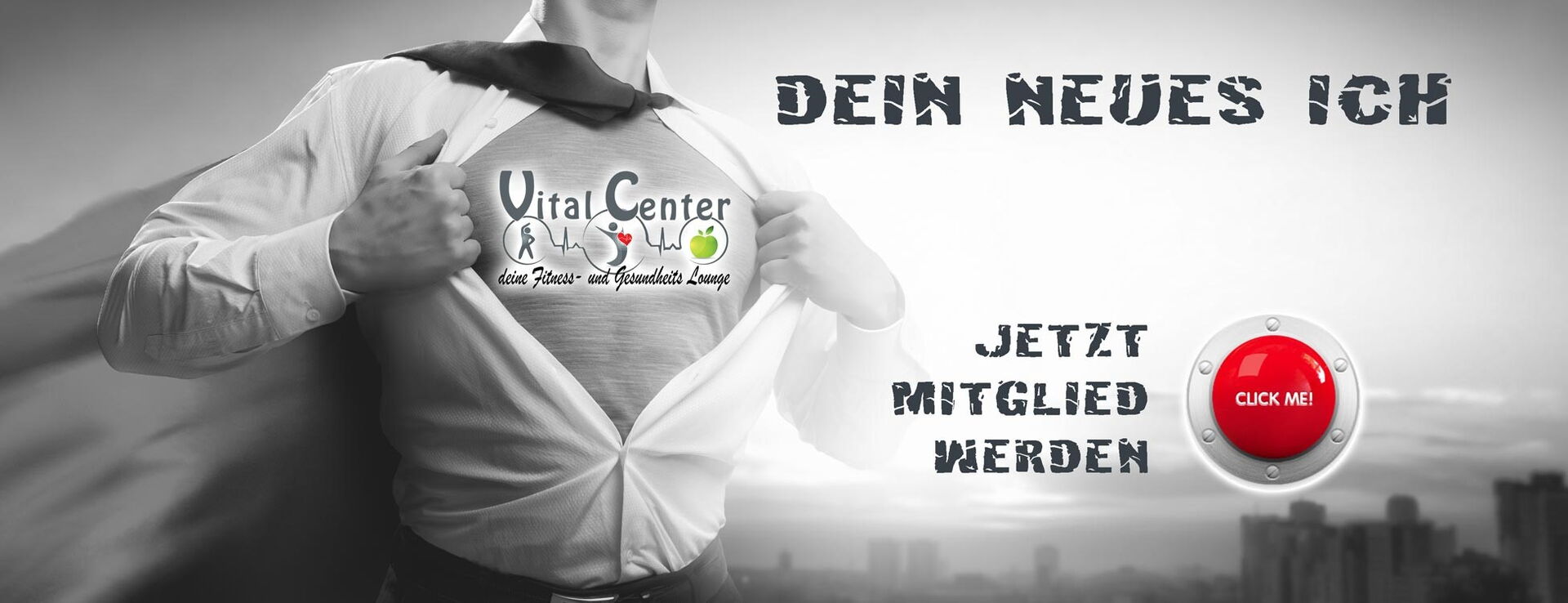 Mann mit Fitnessclub Neuhaus & Speichersdorf Slogan auf dem Tshirt
